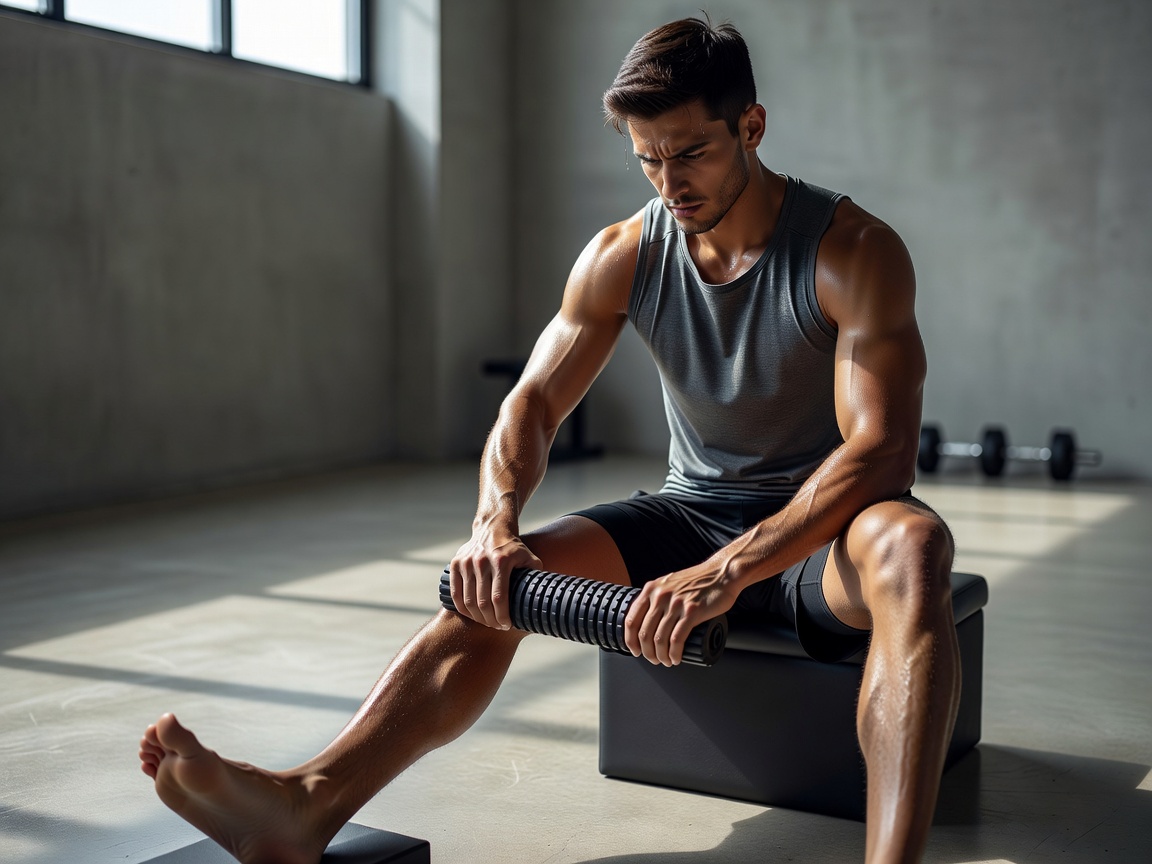 Athlete stretching muscle groups for optimal post workout recovery