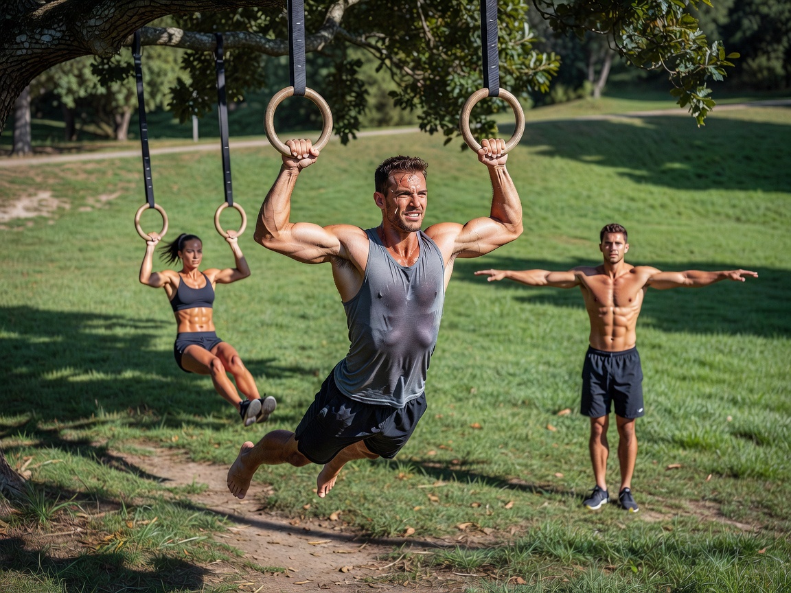 Bodyweight gymnastic rings calisthenics challenge